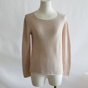 Eileen Fisher Silk Blend light peach boat neck knit sweater size S